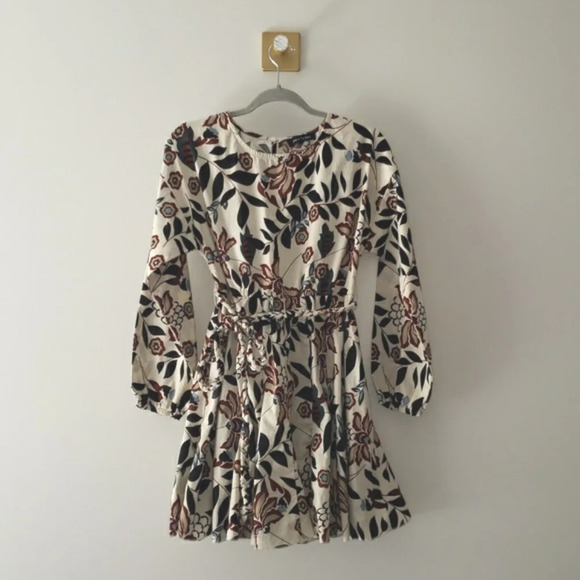 Jacquie the Label 100% Cotton Floral Mini Dress Small Pleats Artsy Boho Gypsy - Picture 1 of 16